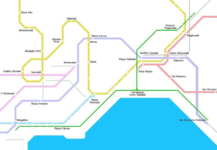 Peta dari naples trem 